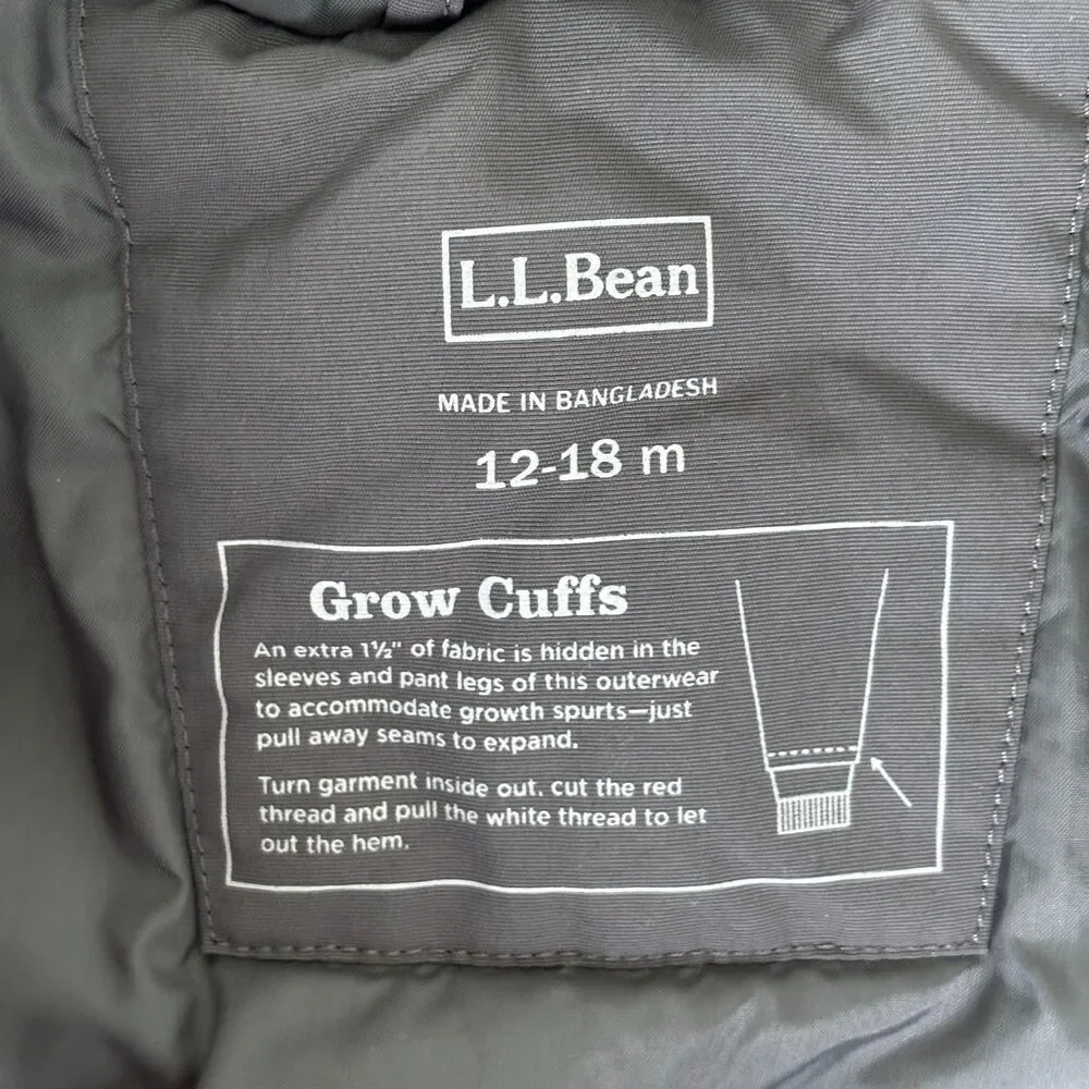 L.L. Bean Baby 12-18M Cold Buster Thinsulate Red Gray One Piece Snowsuit Winter